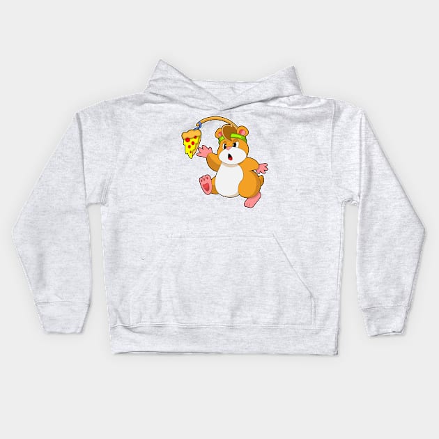 Hamster at Eating with Pizza Kids Hoodie by Markus Schnabel